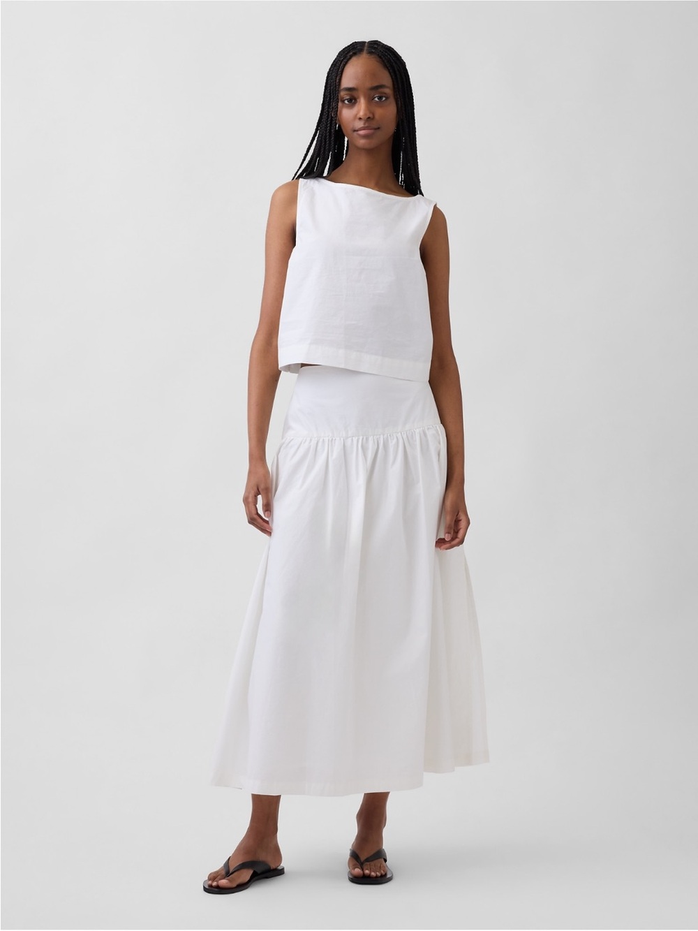 NWOT Poplin Drop-Waist Maxi Skirt (PETITE)